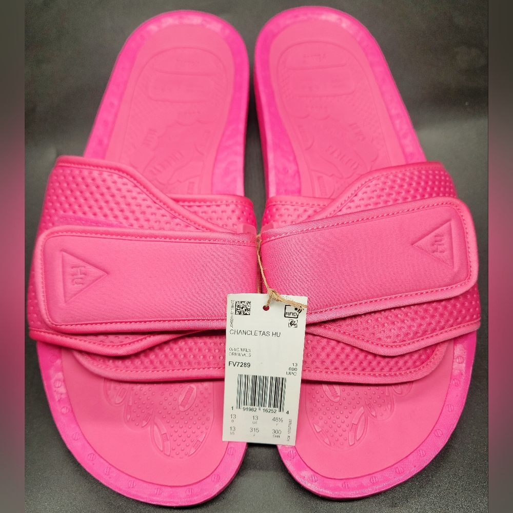 Adidas Boost x Pharrell Pink Out Slides Sz 13 Men NIB